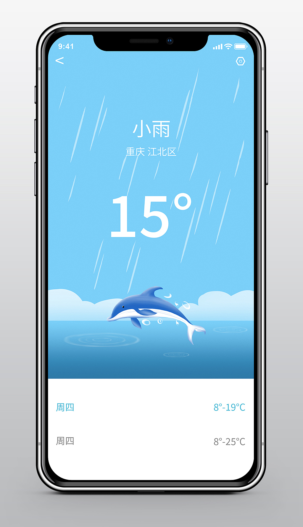 ui，Mobile interface，weather，Light rain，