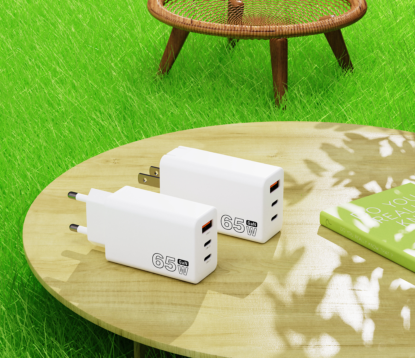 Digital, 3C, Charger, Gallium Nitride, Product Rendering，