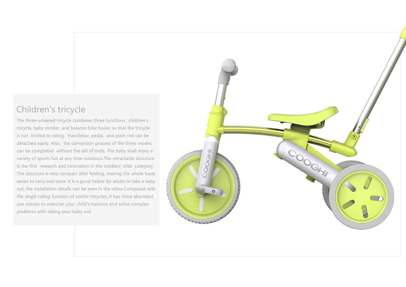 Children tricycle，Tricycle，If award winning works，German IF Award，Cool Ride，