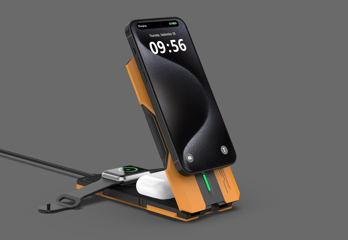 Mecha Super Magnetic Three-in-One Wireless Charger，