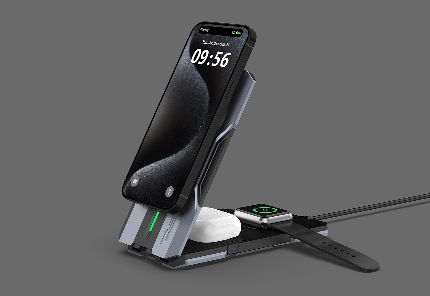 Mecha Super Magnetic Three-in-One Wireless Charger，