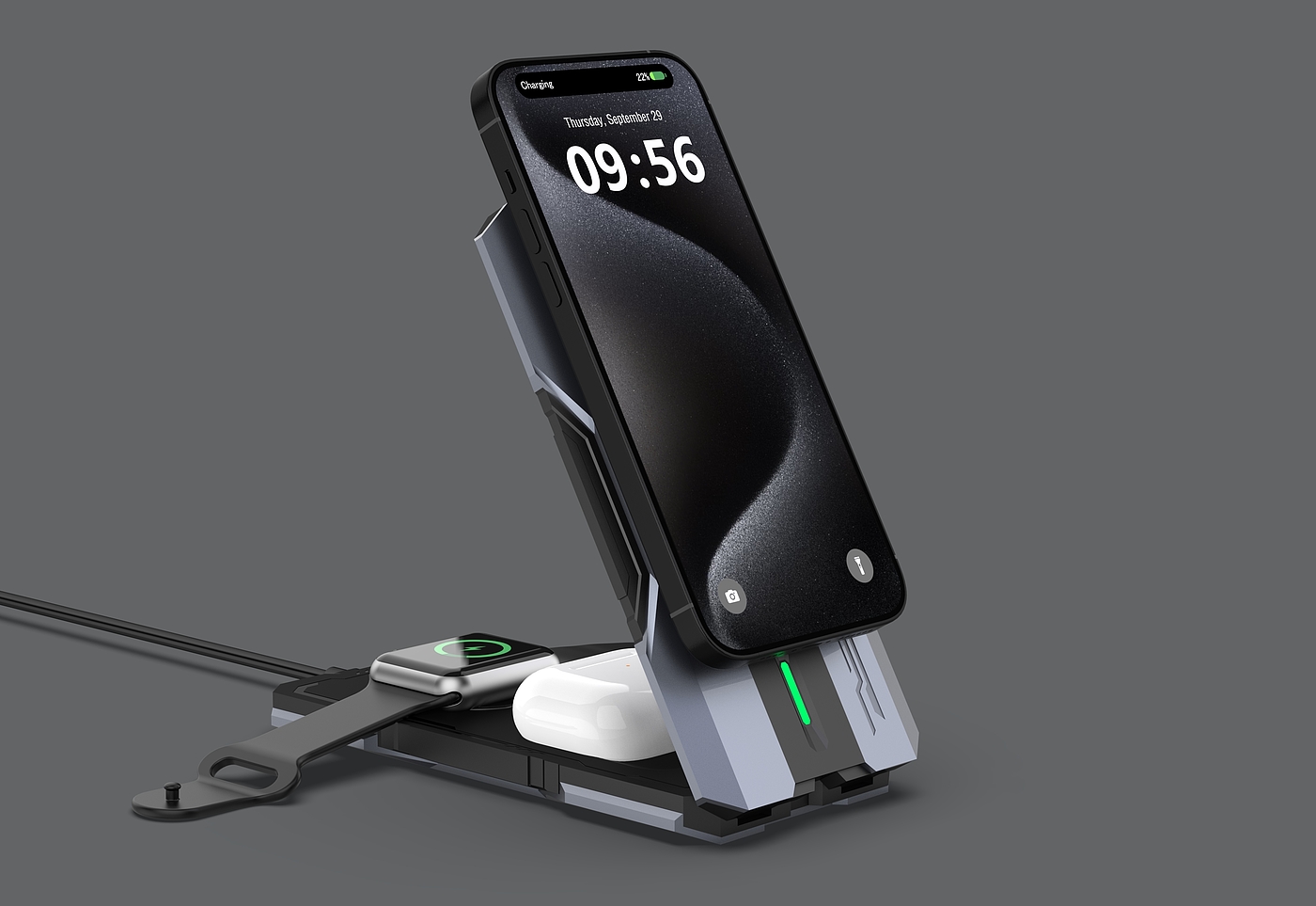 Mecha Super Magnetic Three-in-One Wireless Charger，