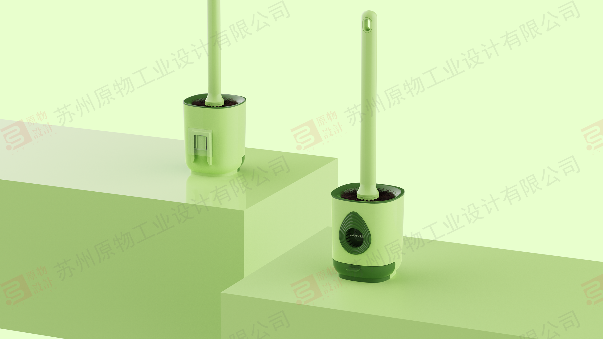 Toilet brush，Pot brush design，Design of Roller Hair Sticker，Household cleaning kit combination design，avocado green color matching，