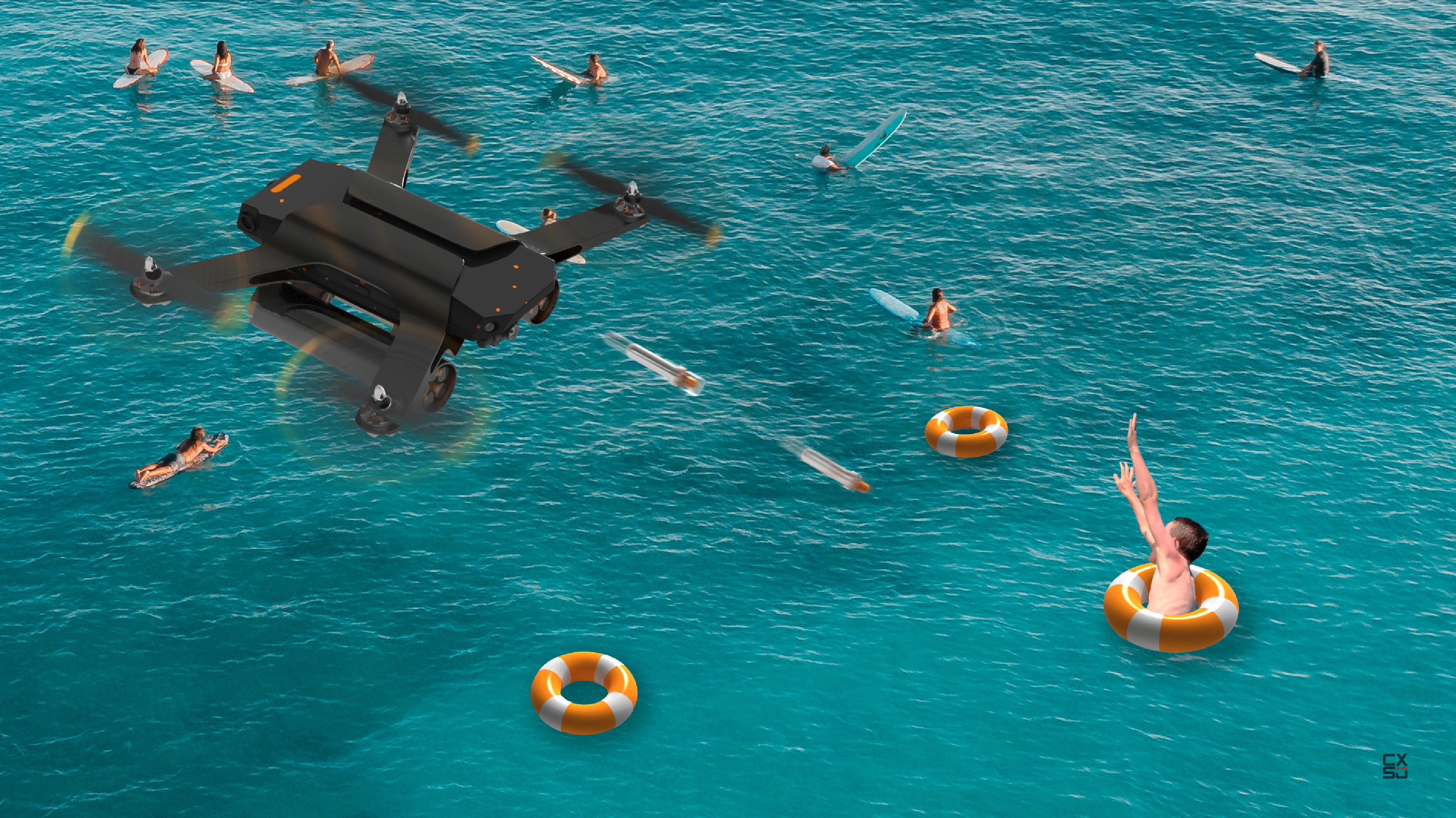 Water Rescue，UAV，product design，id，Intelligent device，sample reels，