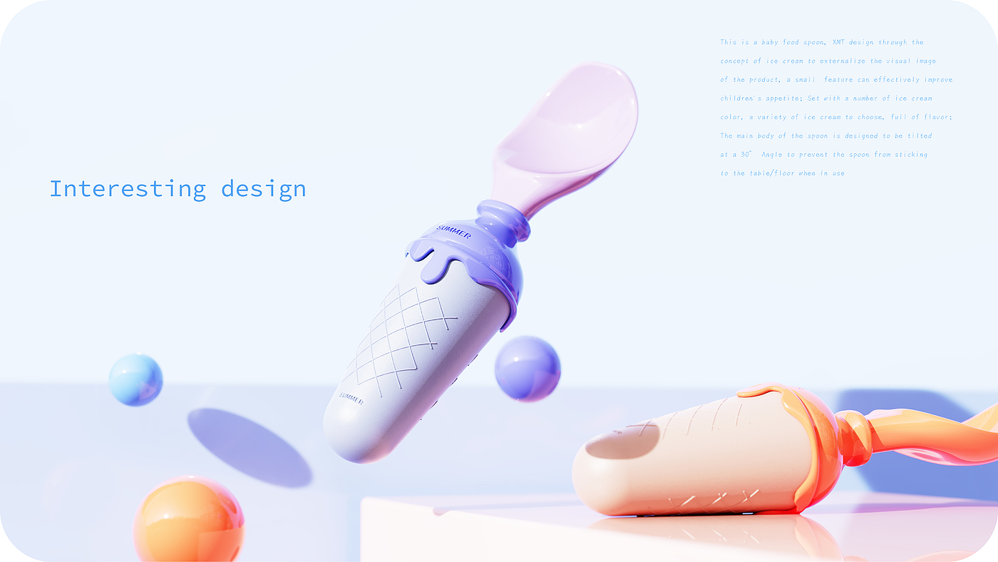 Xiaoming Sugar Design，Maternal and infant products，Food spoon，ladle，Children's products，cmf，Ice cream，Interesting design，