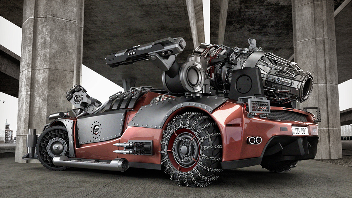 industrial design，Sports car，3d，Rendering，traffic，Cool，armor，