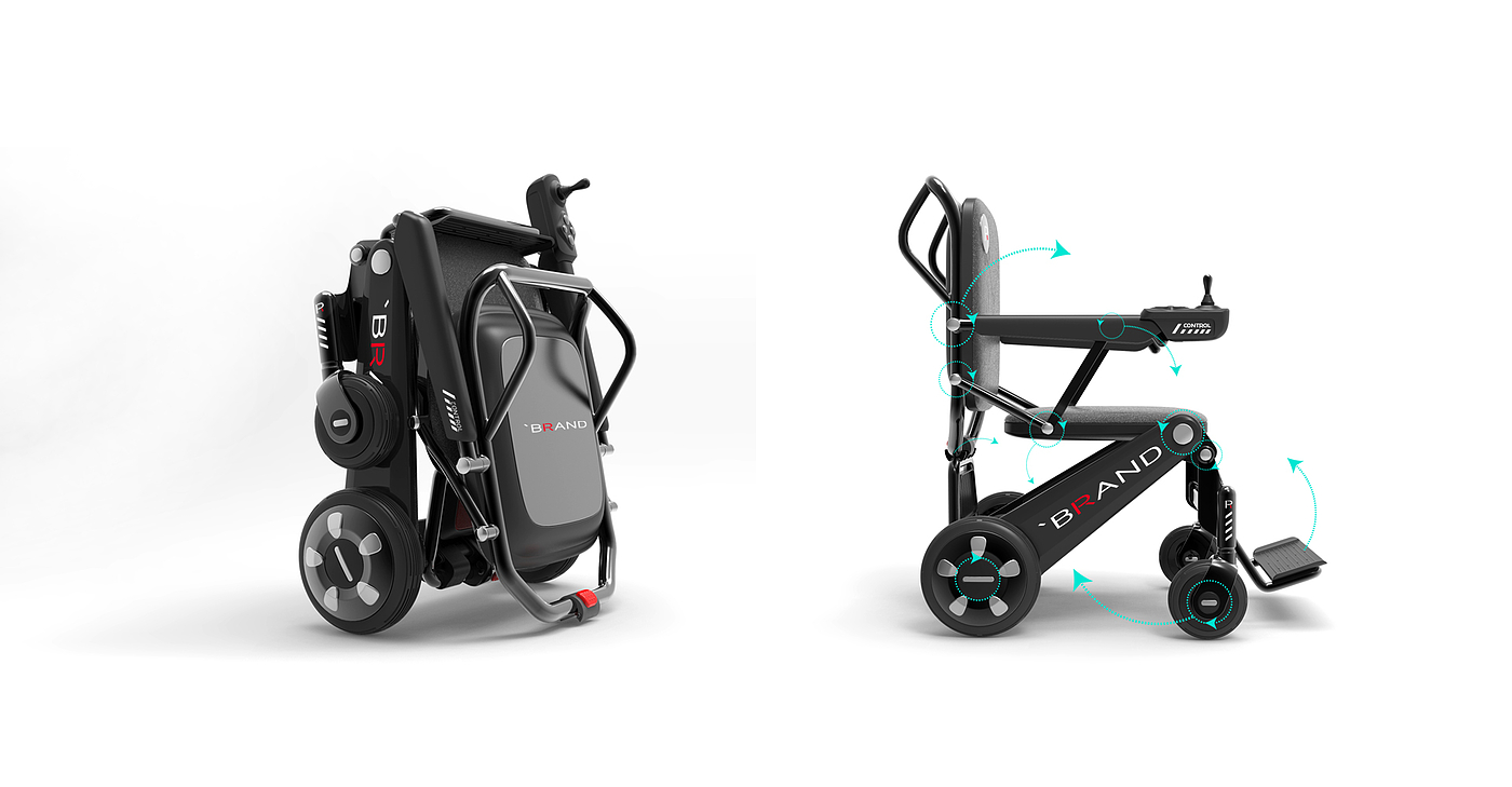 Electric wheelchair，Elderly scooter，Mobile tools，Wheelchair concept，Folding storage，