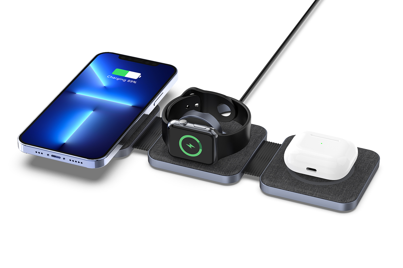 Magnetic three-in-one wireless charging，