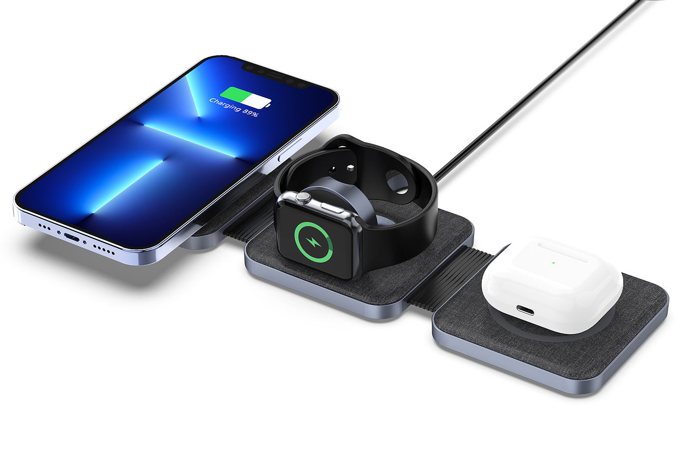 Magnetic three-in-one wireless charging，