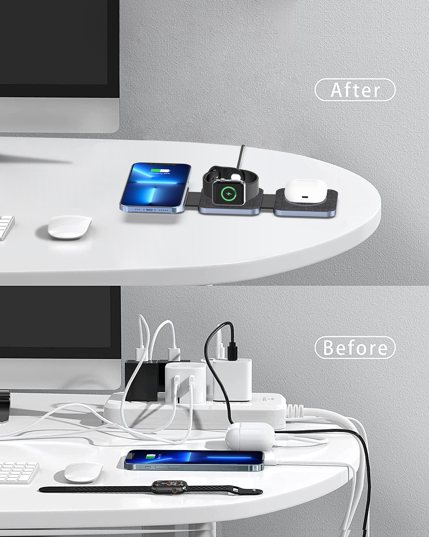 Magnetic three-in-one wireless charging，