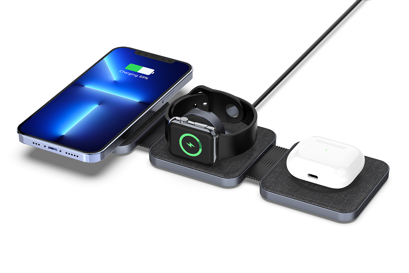 Magnetic three-in-one wireless charging，