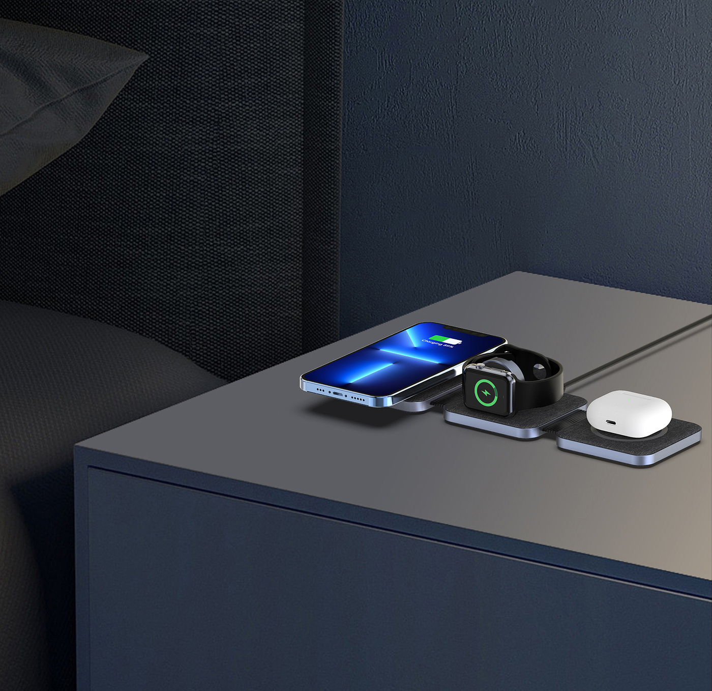 Magnetic three-in-one wireless charging，