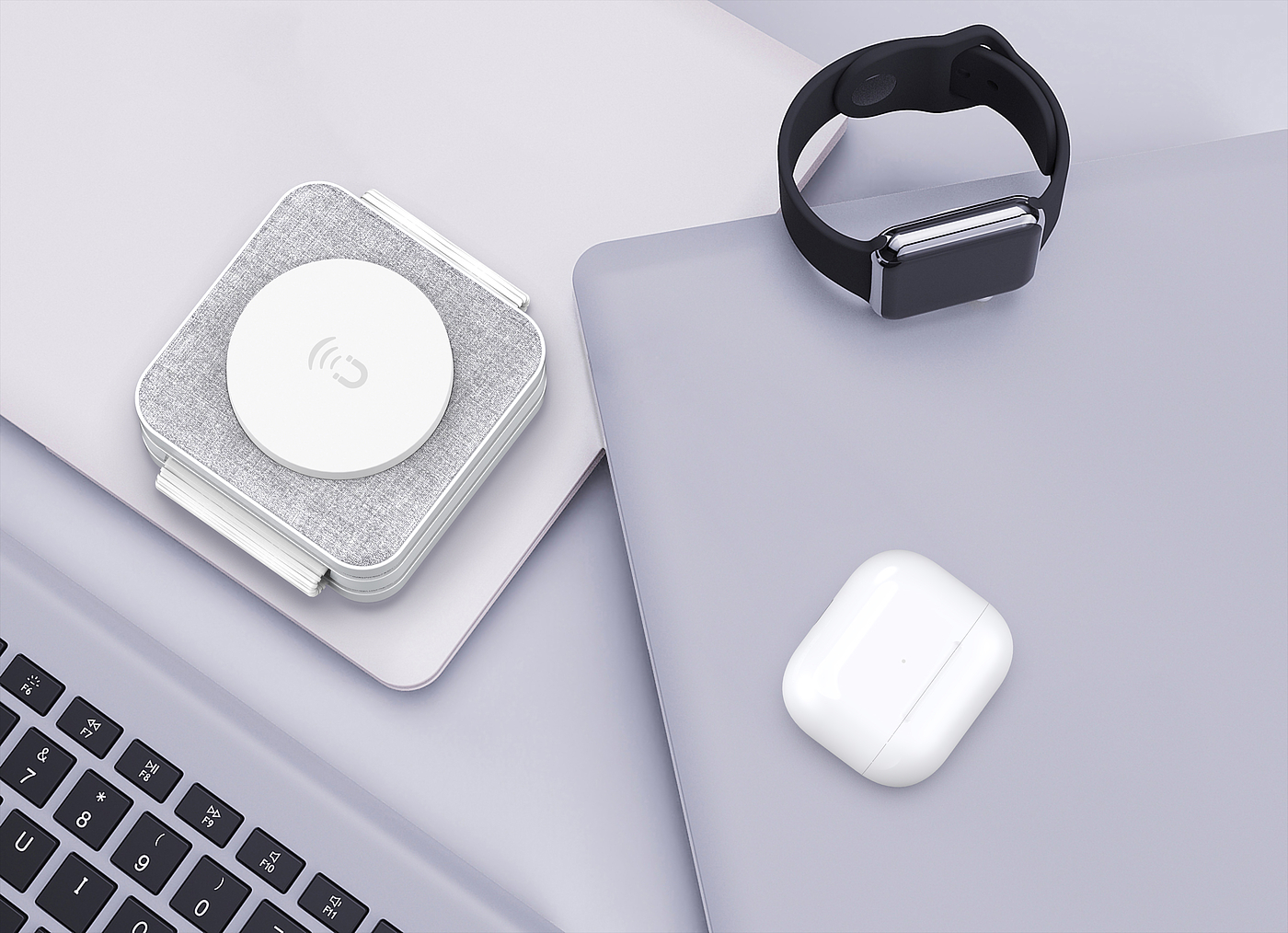 Magnetic three-in-one wireless charging，