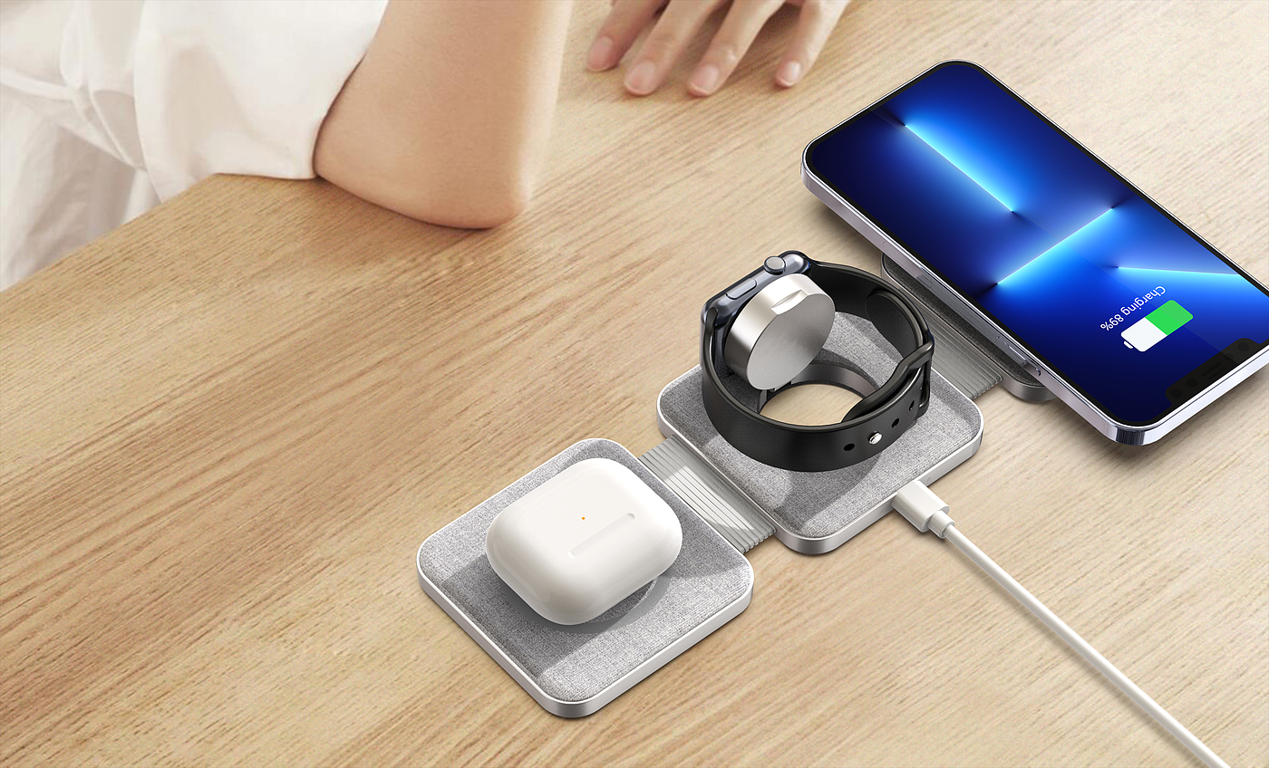 Magnetic three-in-one wireless charging，