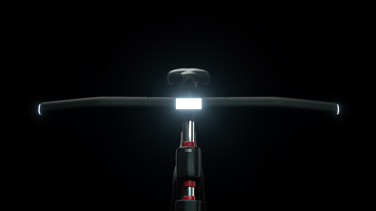 one:cycle，Bicycle，conceptual design，Red and black，Octane rendering，