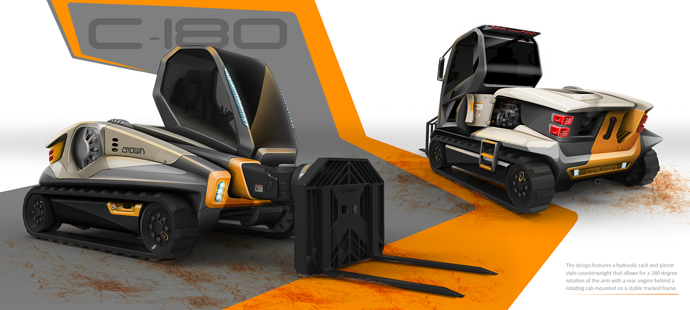 conceptual design，cargo handling ，Forklift，Agricultural crane，C-180 Forklift，