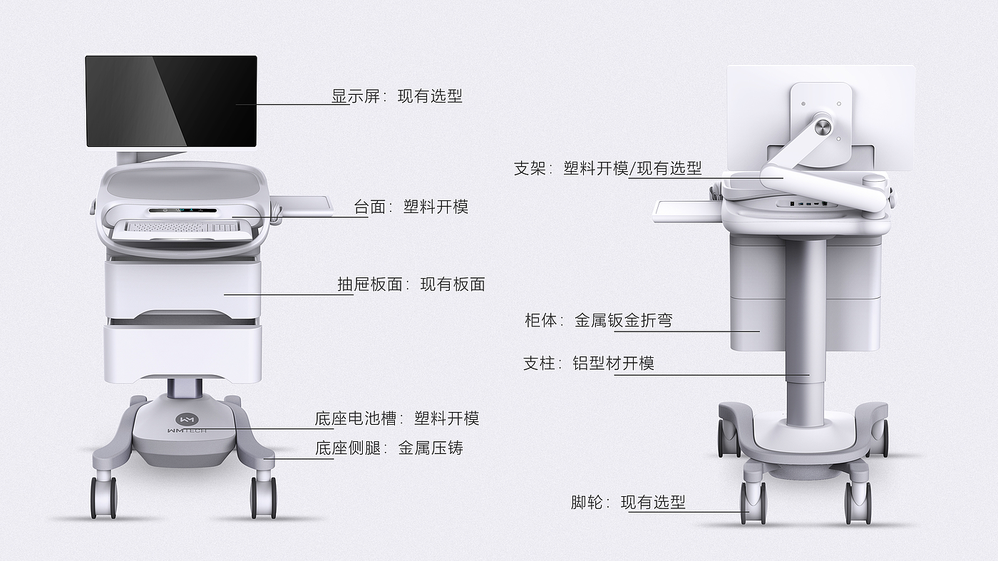 医疗产品，医疗推车，外观设计，结构设计，