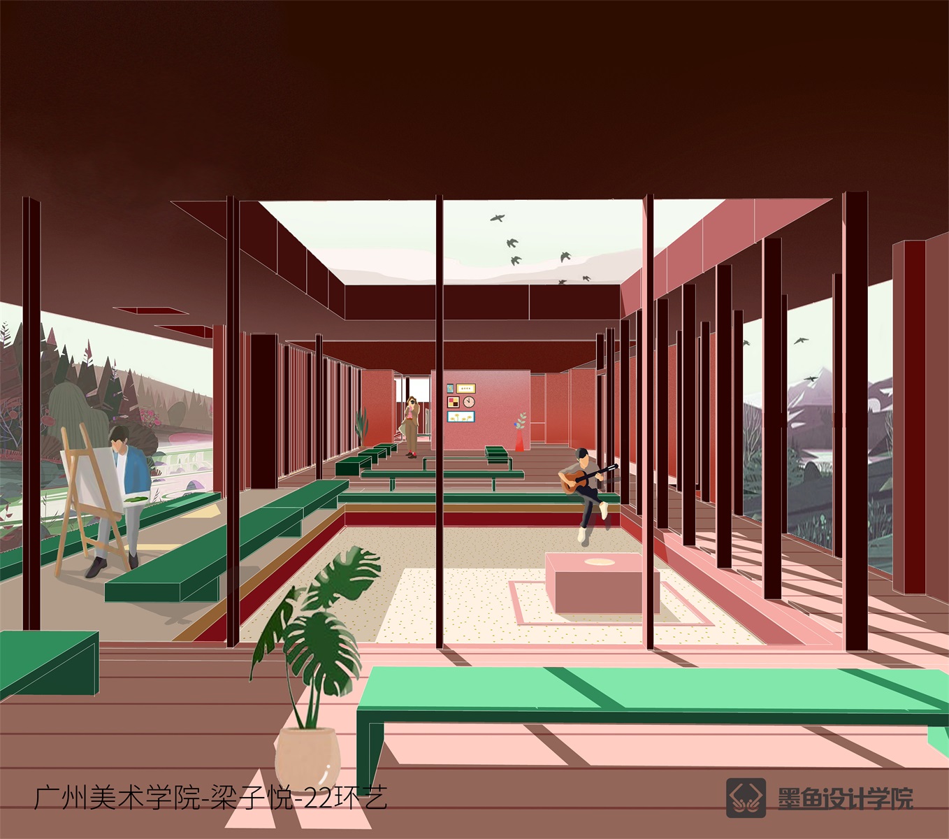 Illustration，design sketch，Architectural design，space design ，