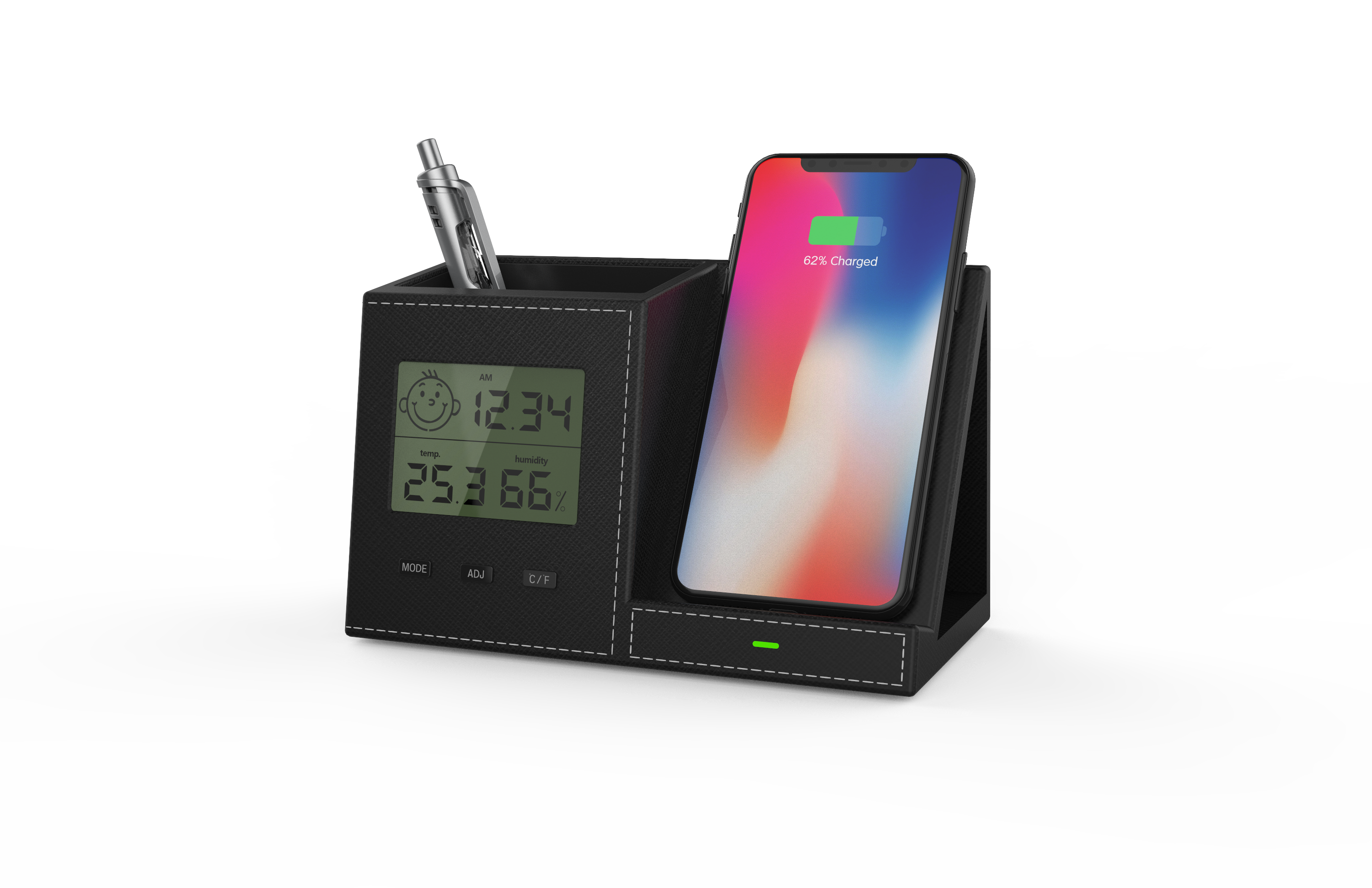 Wireless charging with clock pen container，