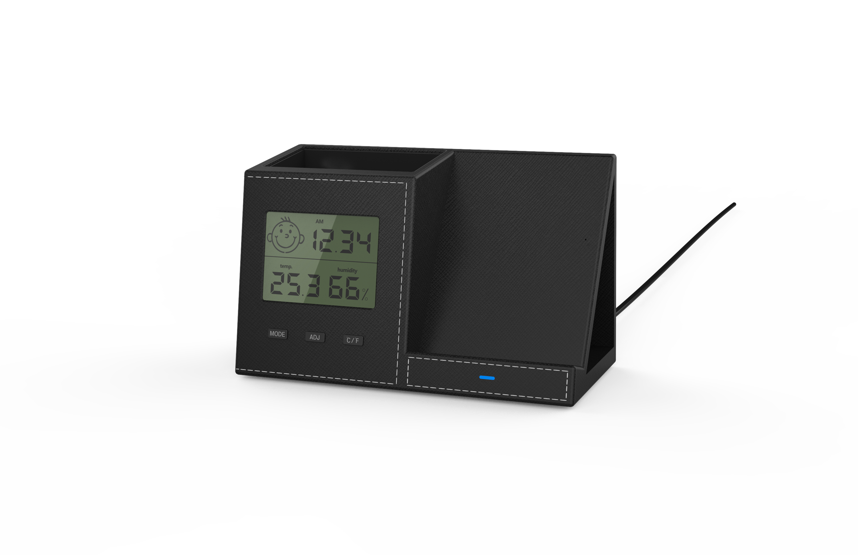 Wireless charging with clock pen container，