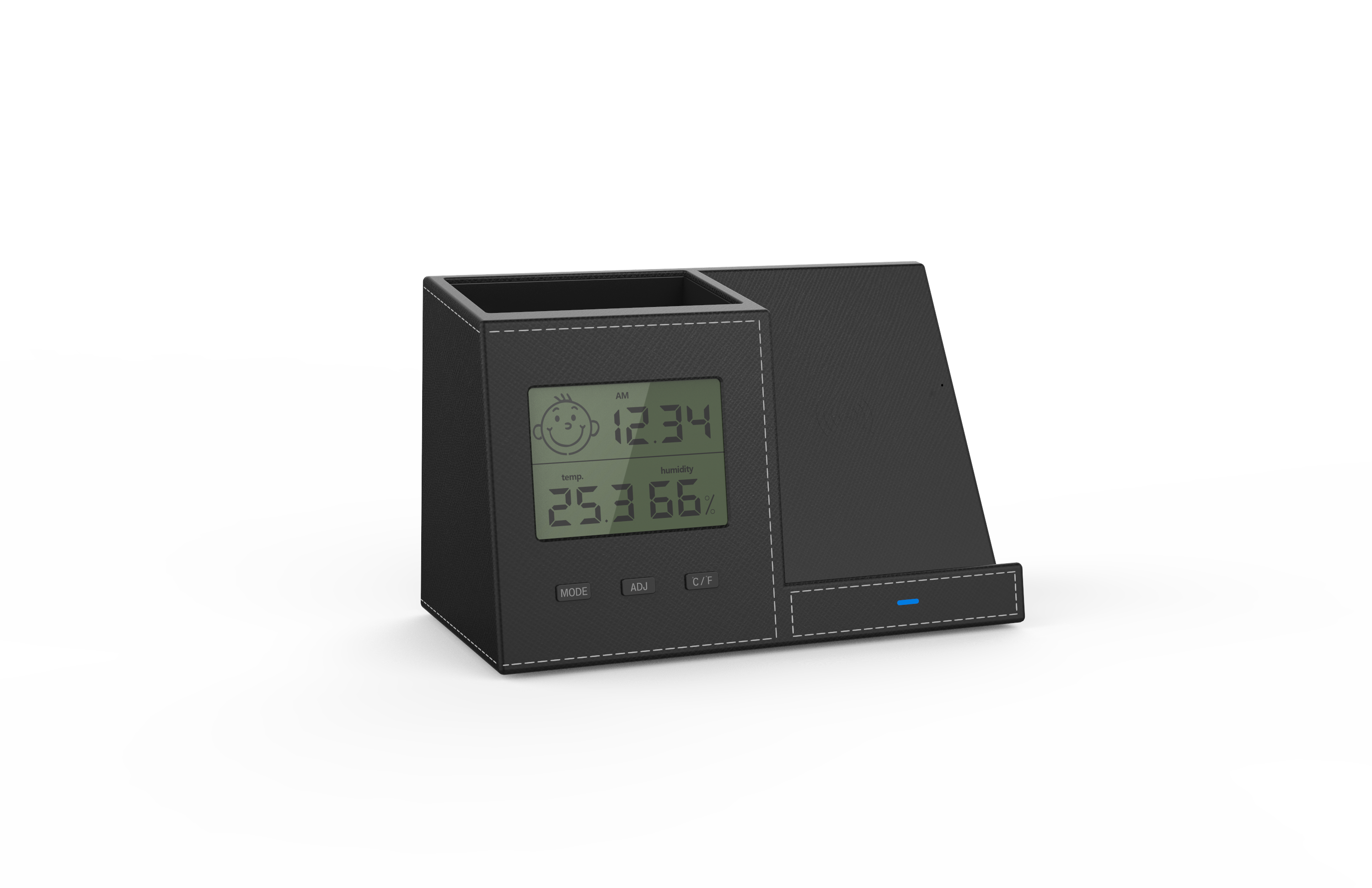 Wireless charging with clock pen container，