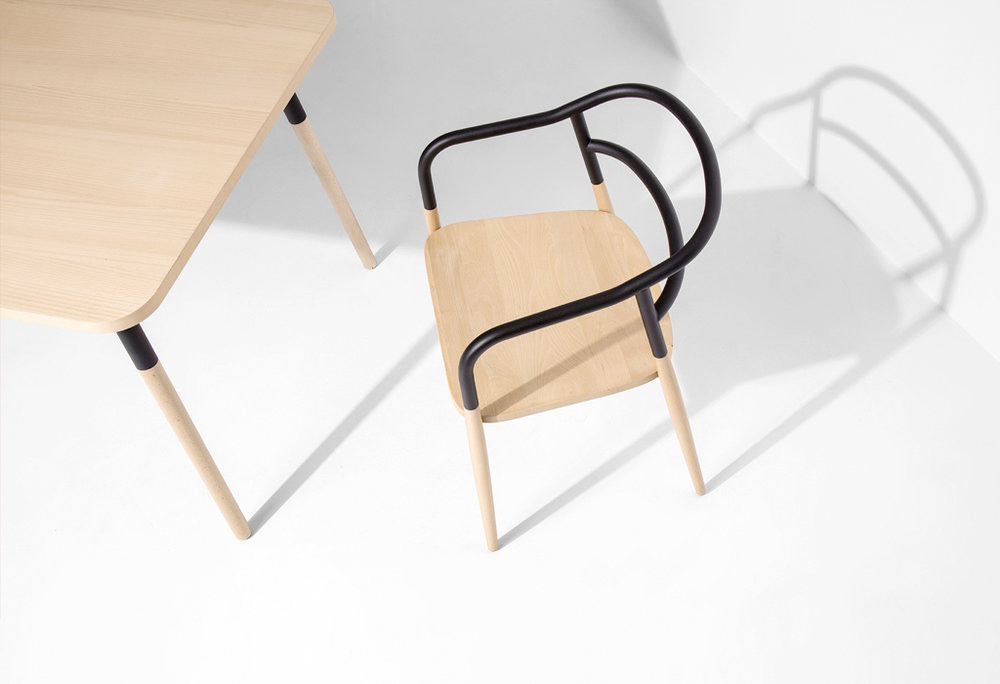 Solid beech，steel，DOJO，chair，Table，