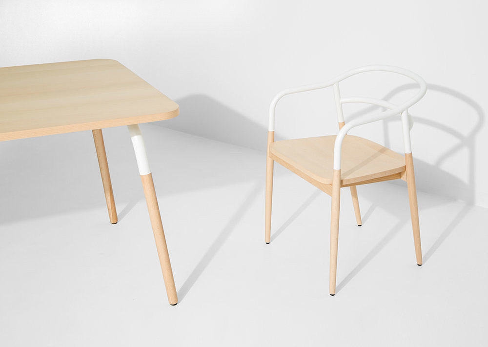 Solid beech，steel，DOJO，chair，Table，