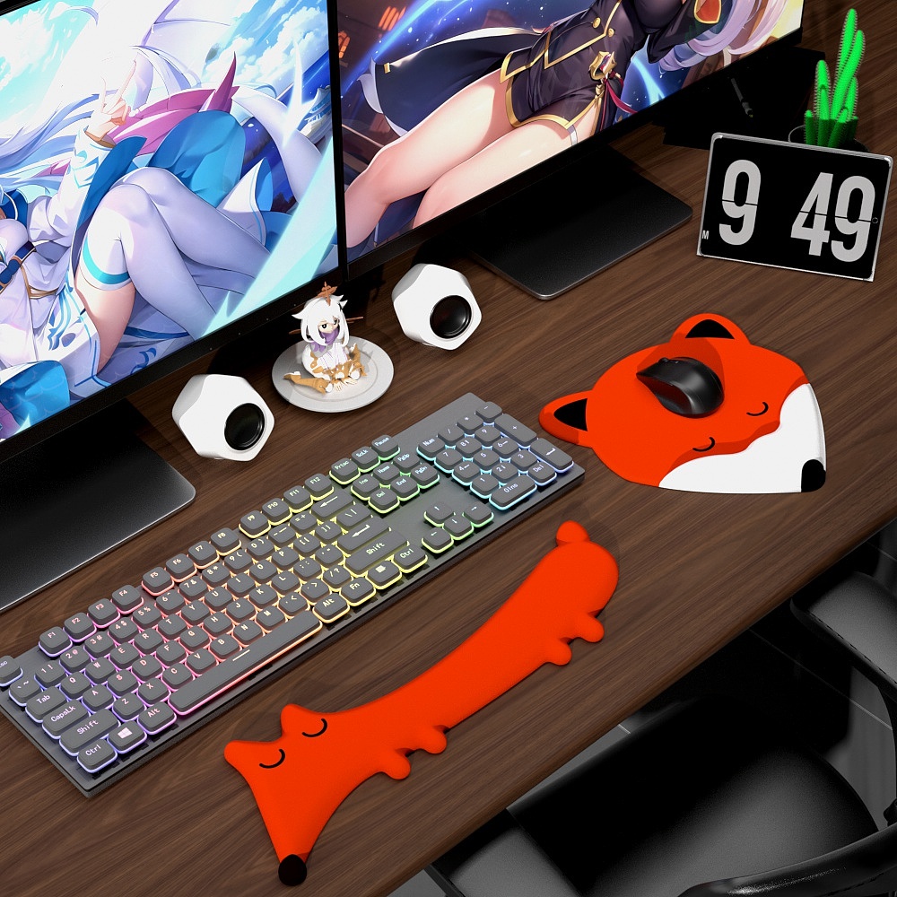 Wrist mouse pad，Fox shape，Mouse pad，Keyboard support，Desk Supplies，