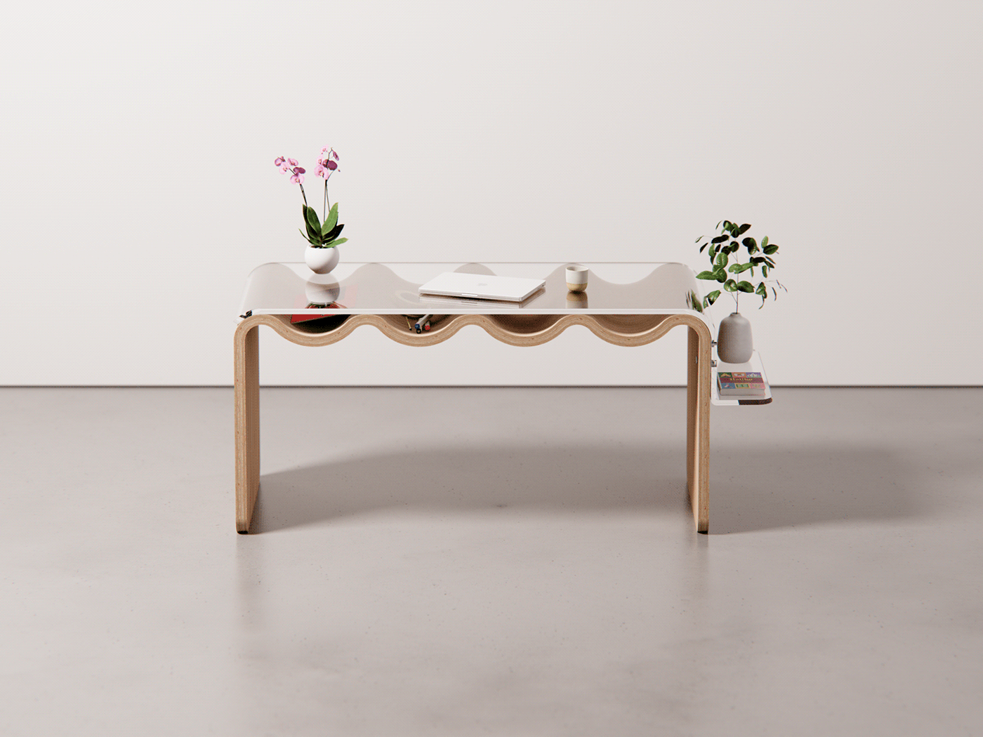 Aalto Desk (Variant)，desk，Wave Pocket，