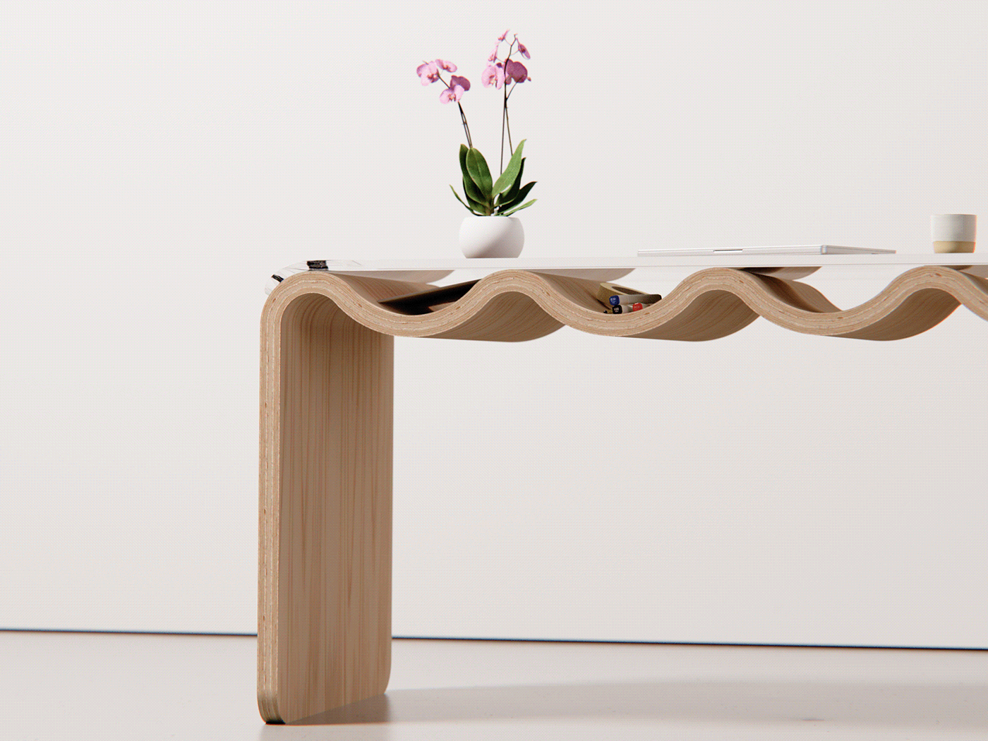 Aalto Desk (Variant)，desk，Wave Pocket，