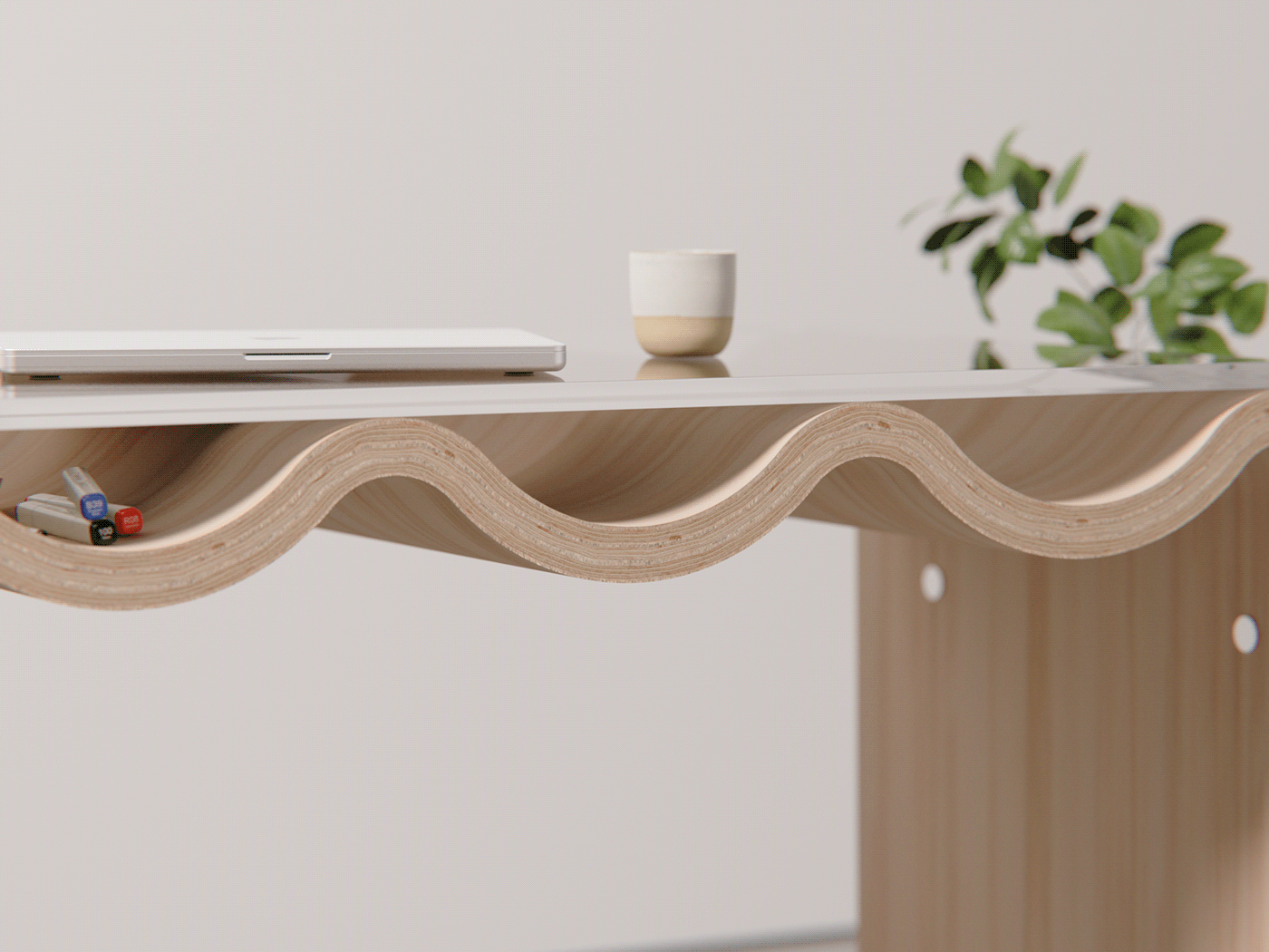 Aalto Desk (Variant)，desk，Wave Pocket，