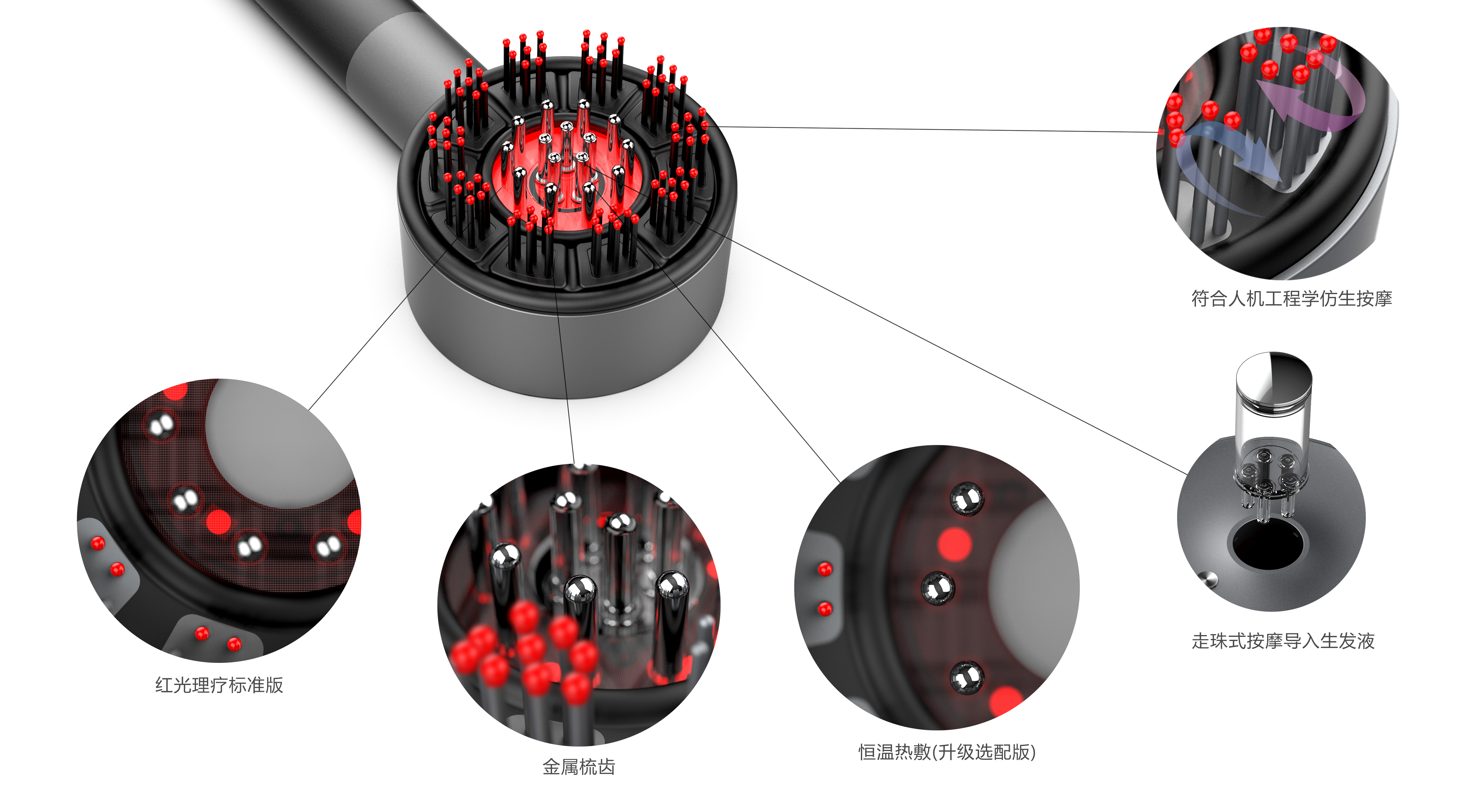 Intelligent Massager，scalp massage comb，Hair comb，Physiotherapy comb，Red light massage comb，