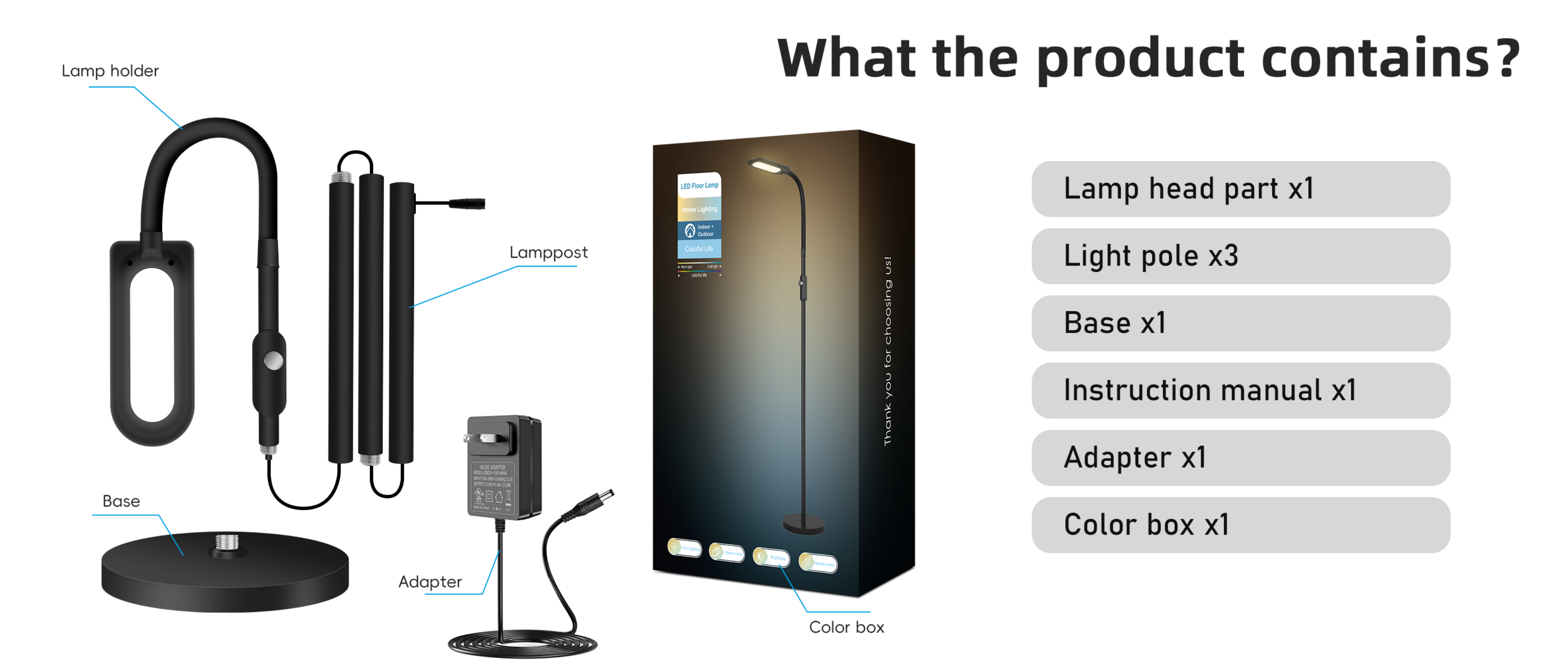 Floor lamp，Atmosphere lamp，GVVOO HOME: Sofa two-color floor lamp，LED floor lamp，