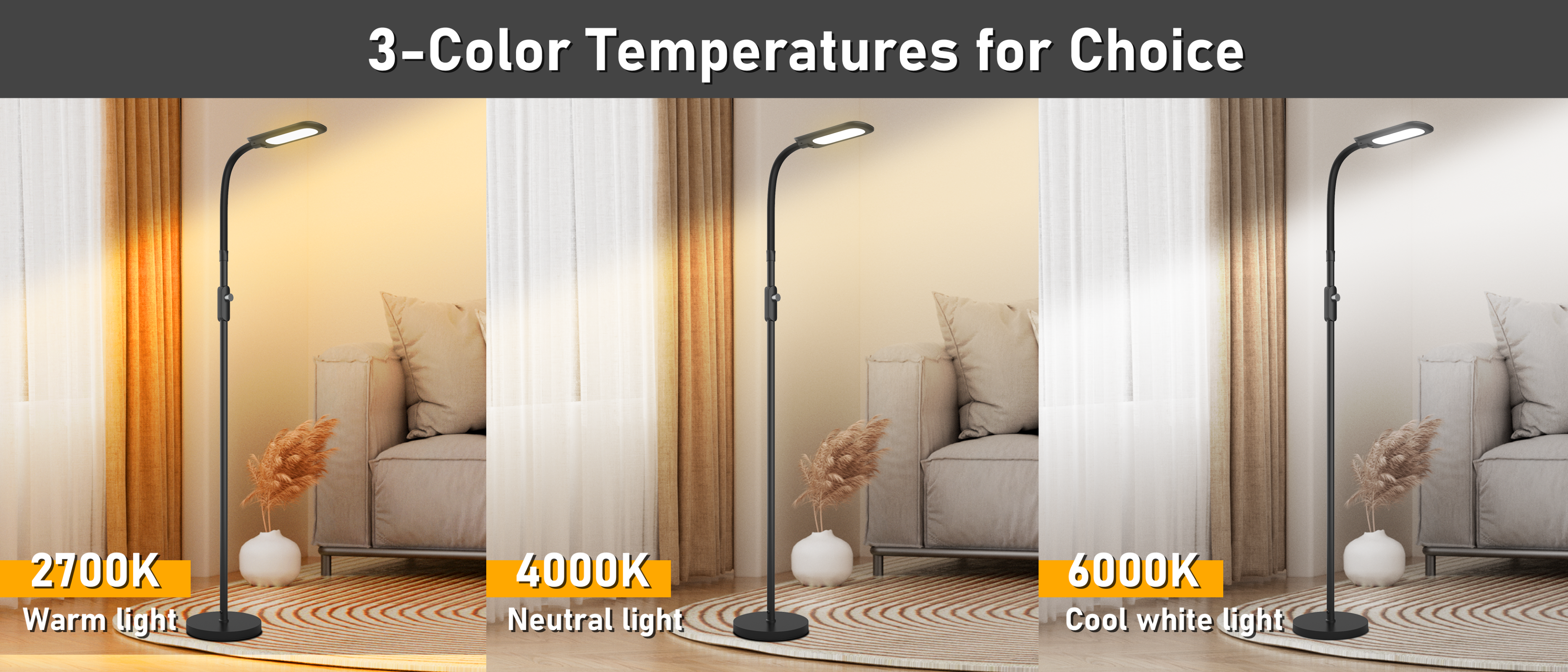 Floor lamp，Atmosphere lamp，GVVOO HOME: Sofa two-color floor lamp，LED floor lamp，