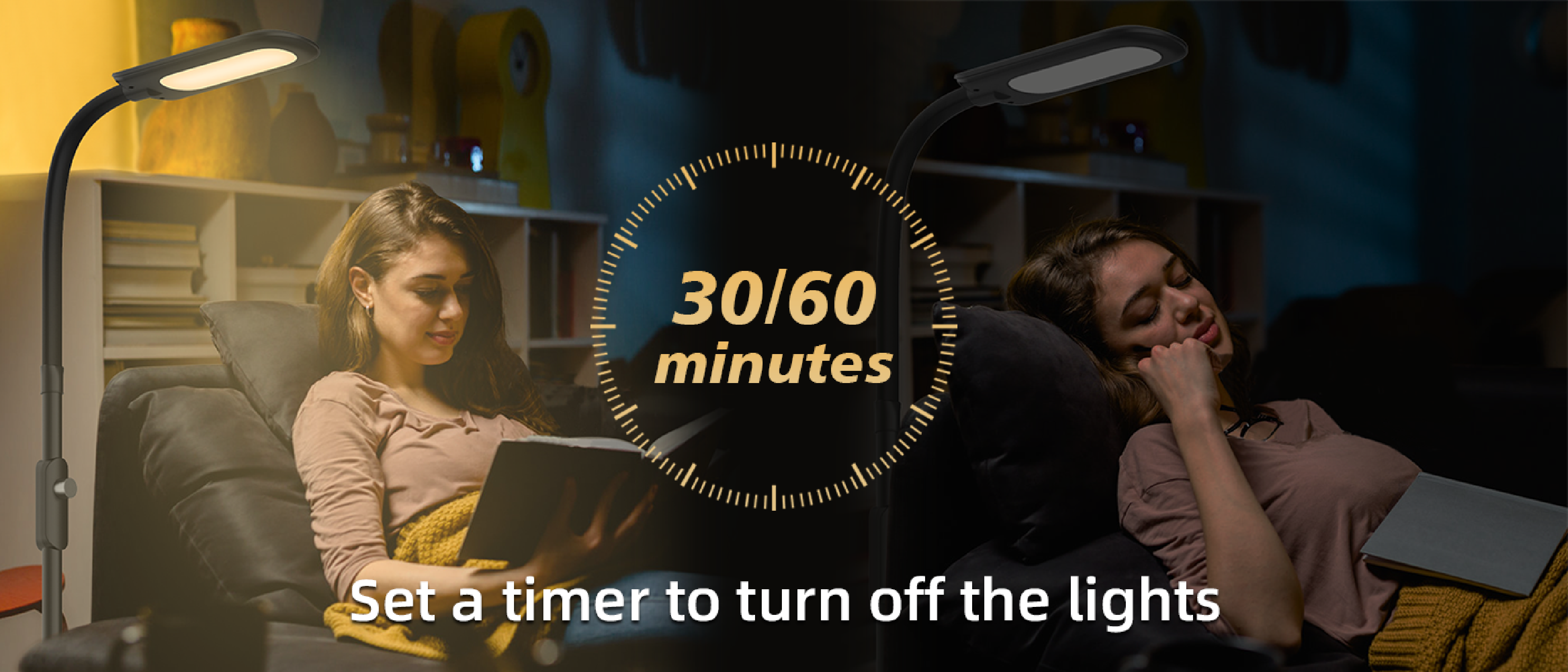 Floor lamp，Atmosphere lamp，GVVOO HOME: Sofa two-color floor lamp，LED floor lamp，