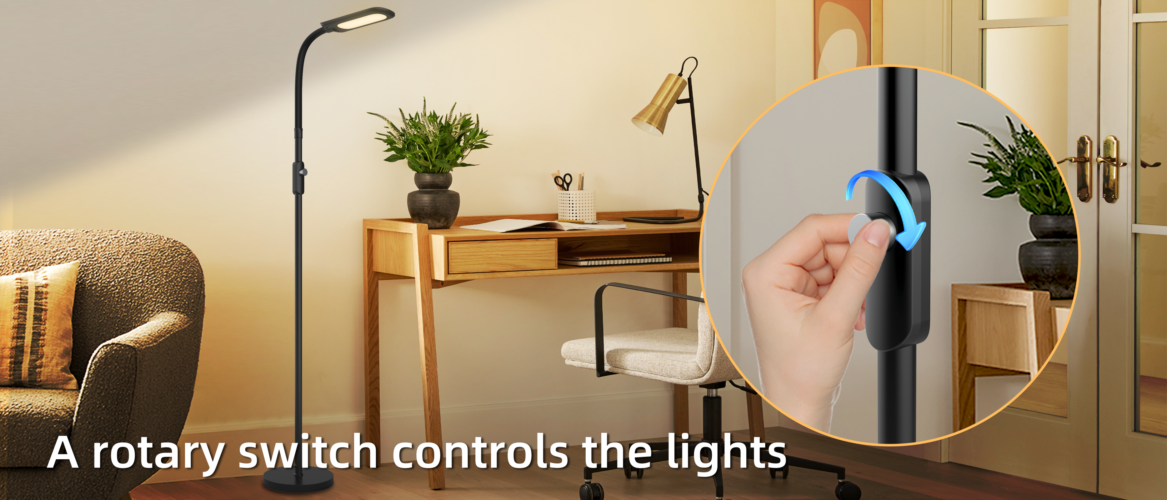 Floor lamp，Atmosphere lamp，GVVOO HOME: Sofa two-color floor lamp，LED floor lamp，