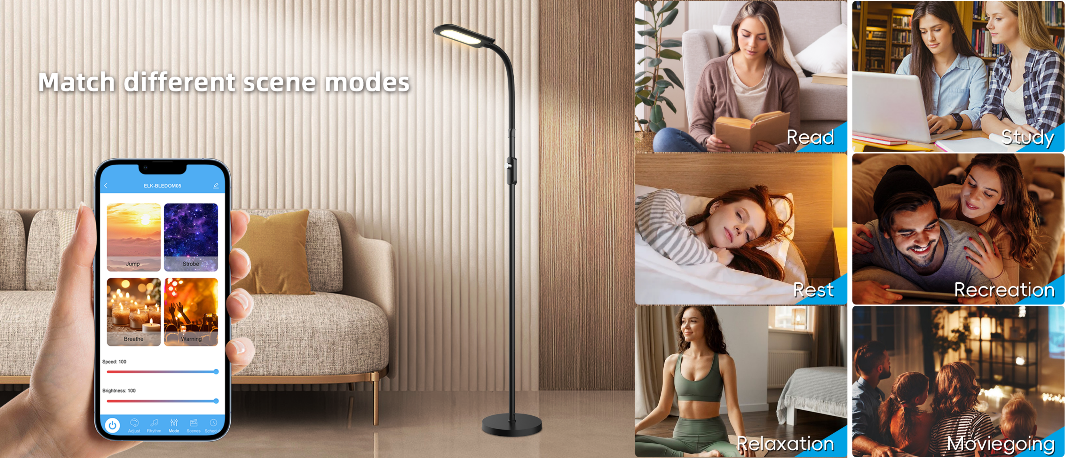 Floor lamp，Atmosphere lamp，GVVOO HOME: Sofa two-color floor lamp，LED floor lamp，