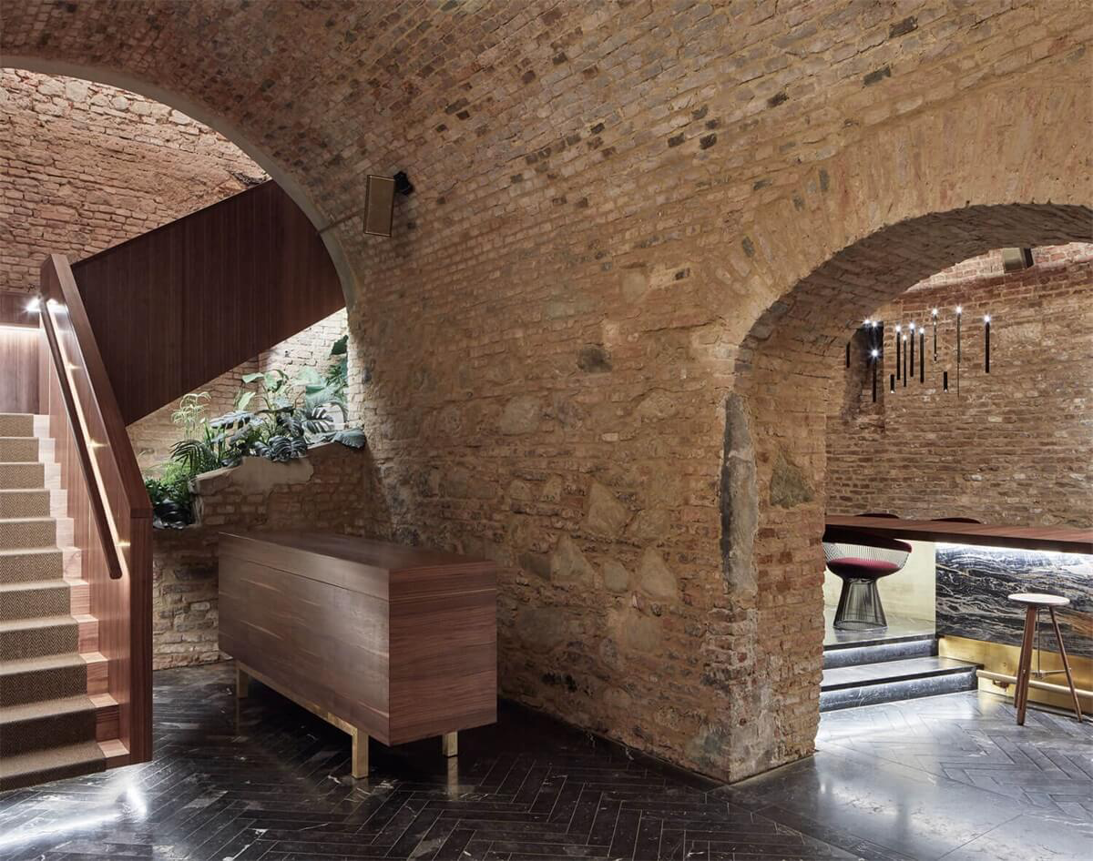 Bar design，brick，basement，Walnut，wood，sofa，natural，