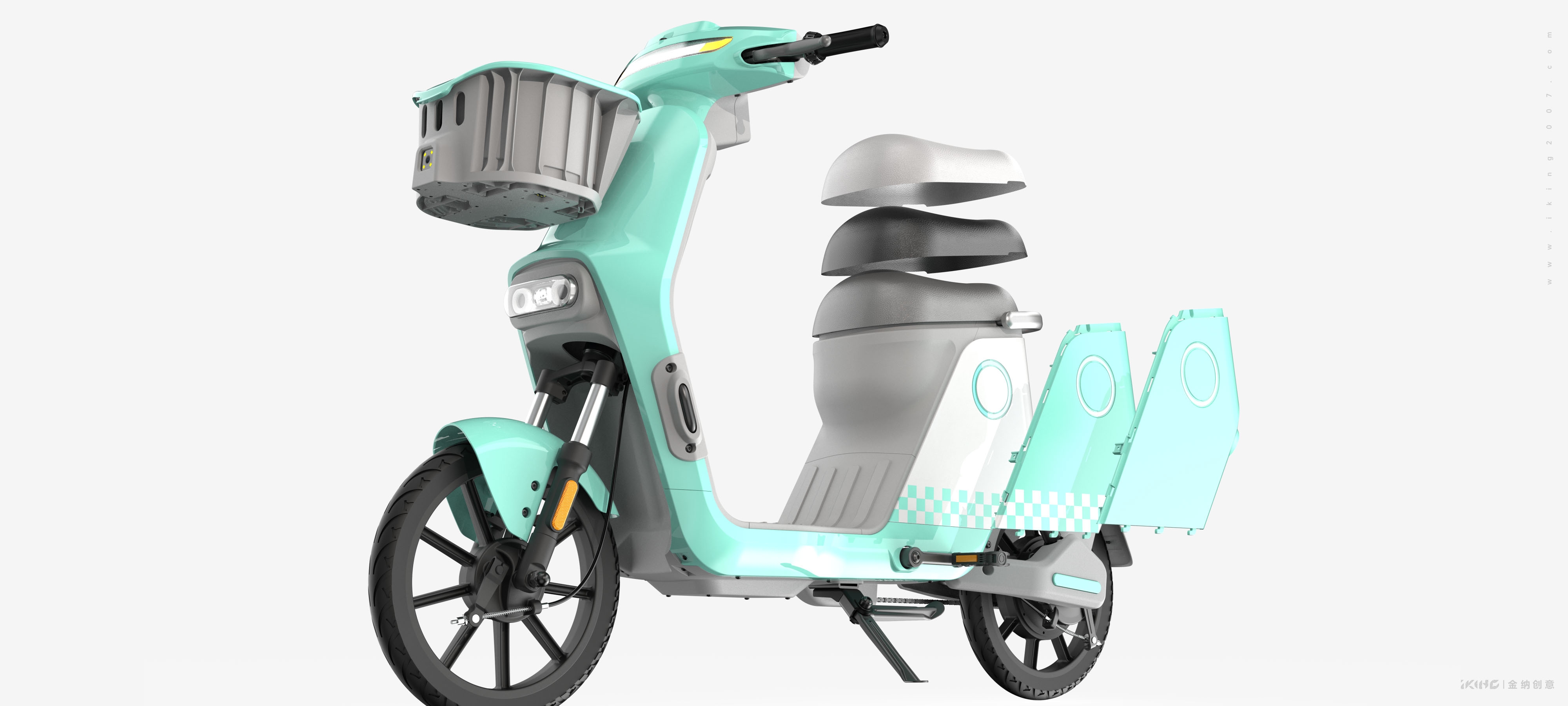 Shared electric vehicle design，industrial design，product design，Design company，Two wheeled vehicle design，Kinner creative，KINA INDUSTRIAL DESIGN，