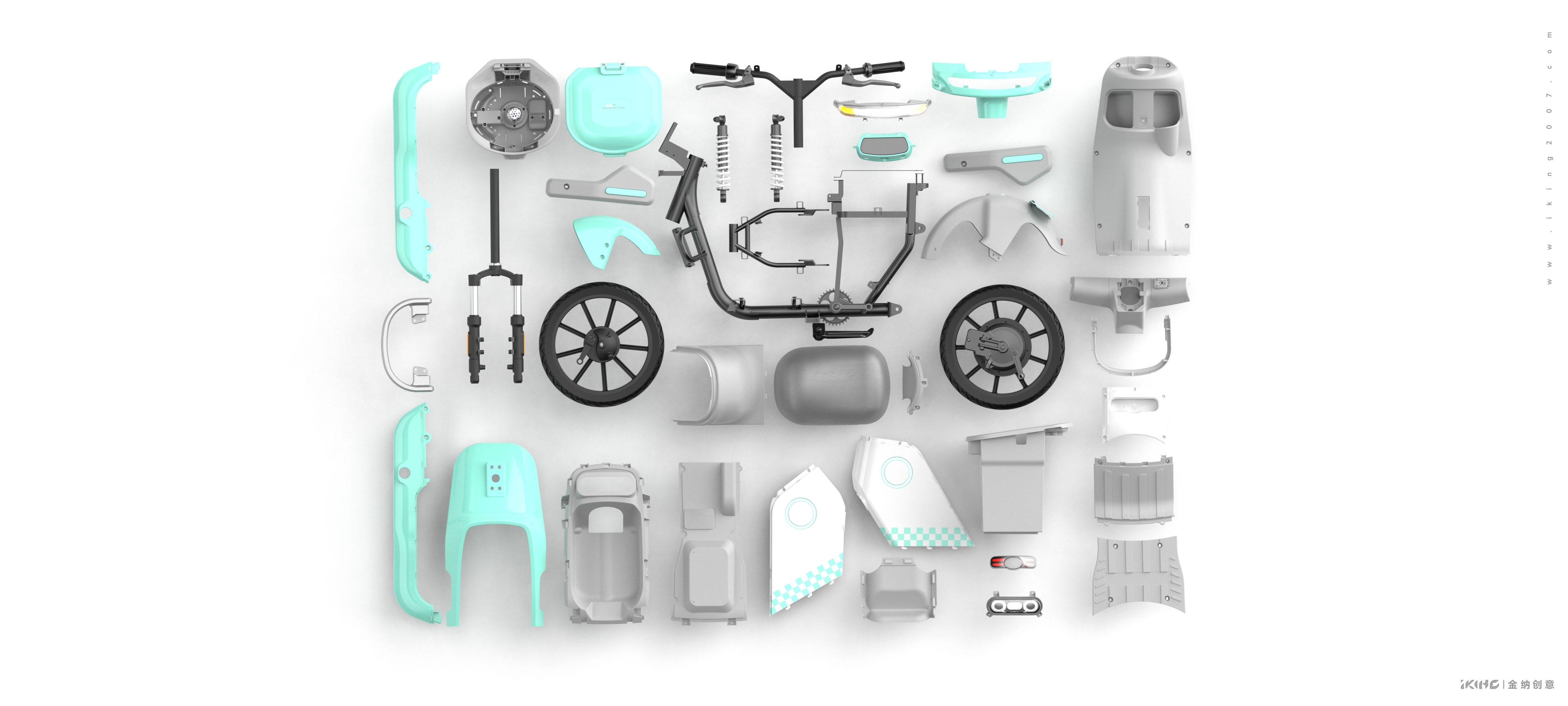 Shared electric vehicle design，industrial design，product design，Design company，Two wheeled vehicle design，Kinner creative，KINA INDUSTRIAL DESIGN，