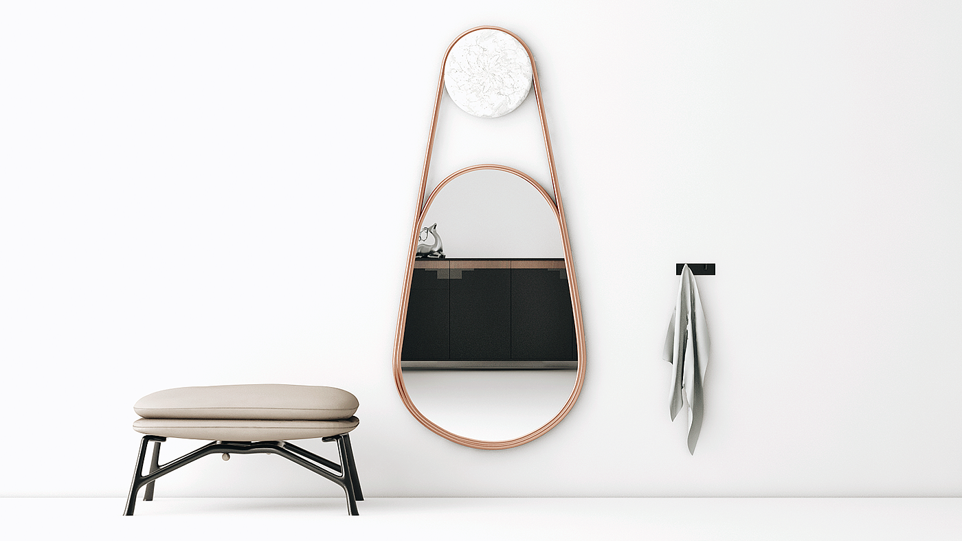 Household products，mirror，Band Mirror，Minimalist，