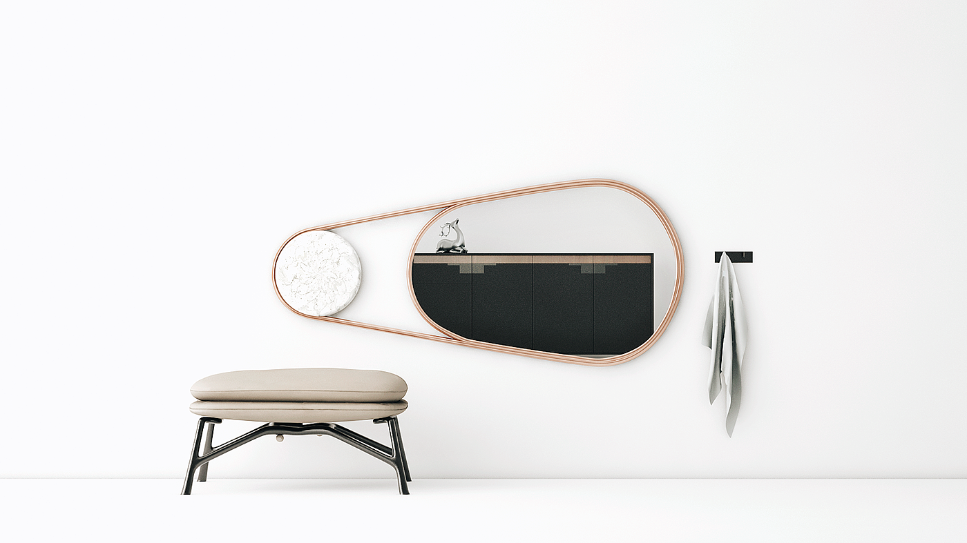 Household products，mirror，Band Mirror，Minimalist，