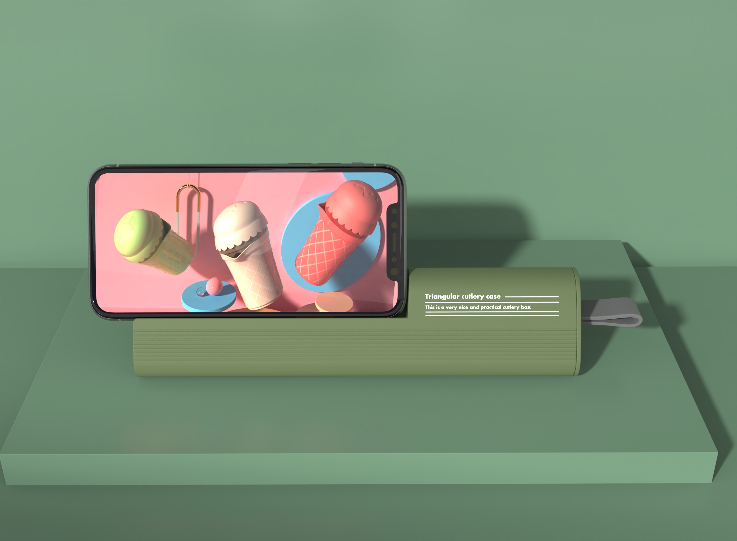 an industrial design，Original design，Innovative design，Mobile phone bracket，triangle，Tableware box，