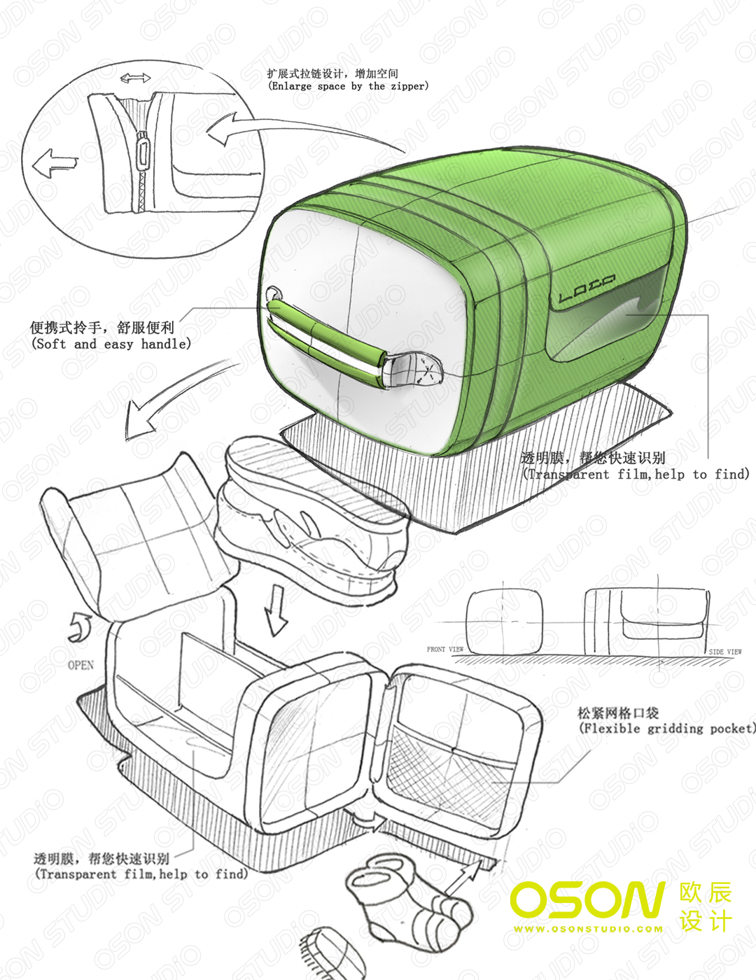 Exhibition hall design，trunk，Travel Bag，industrial design，product design，Hand drawn products，Ou Chen design，Product appearance design，