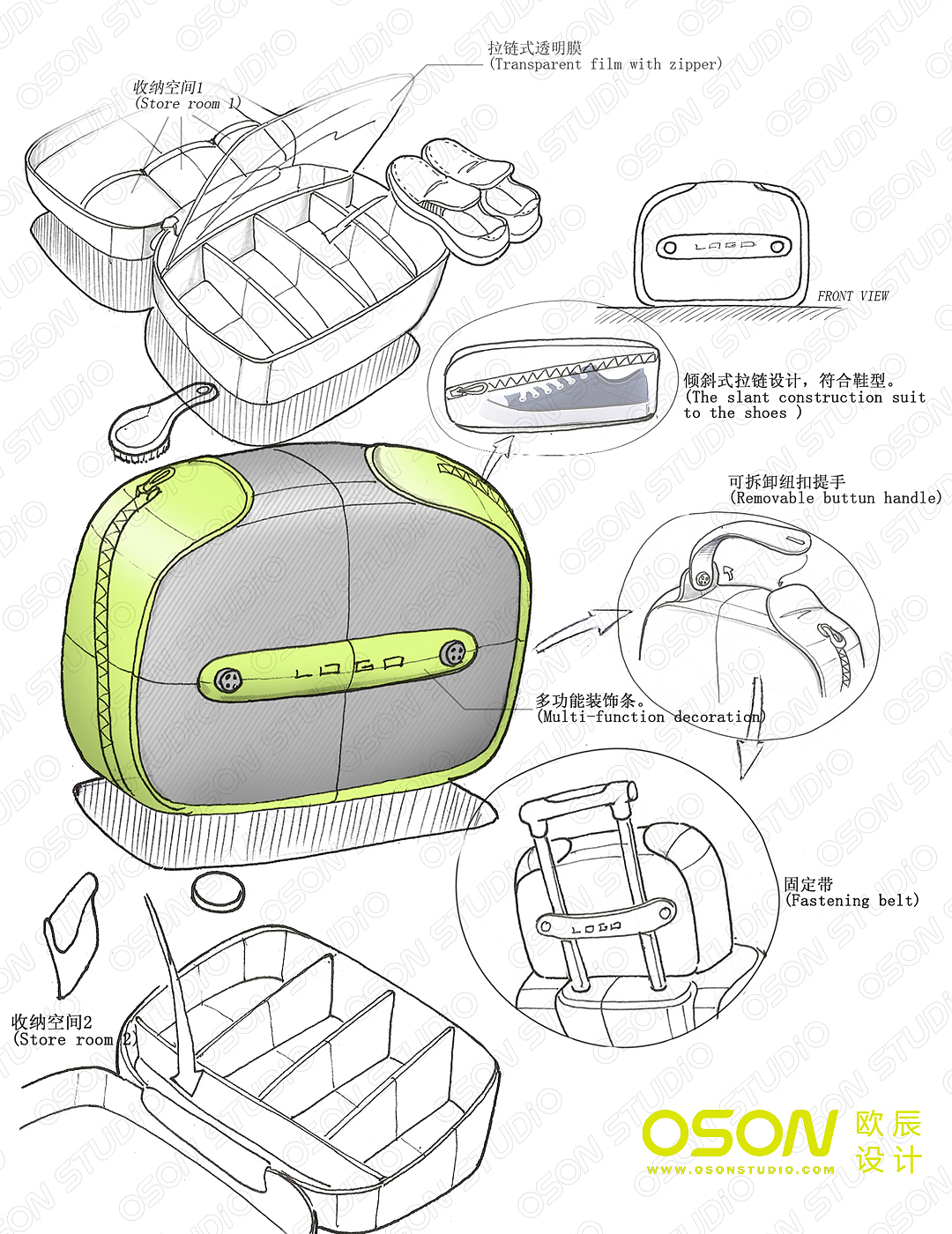 Exhibition hall design，trunk，Travel Bag，industrial design，product design，Hand drawn products，Ou Chen design，Product appearance design，