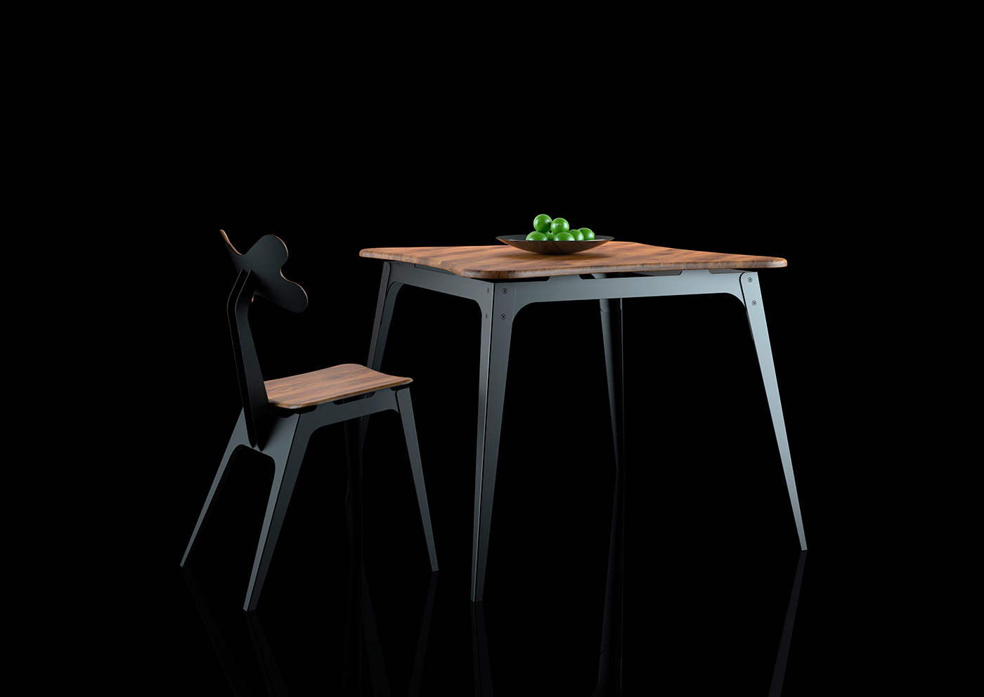 Silina，chair，black，Steel and wood，curve，Interesting，