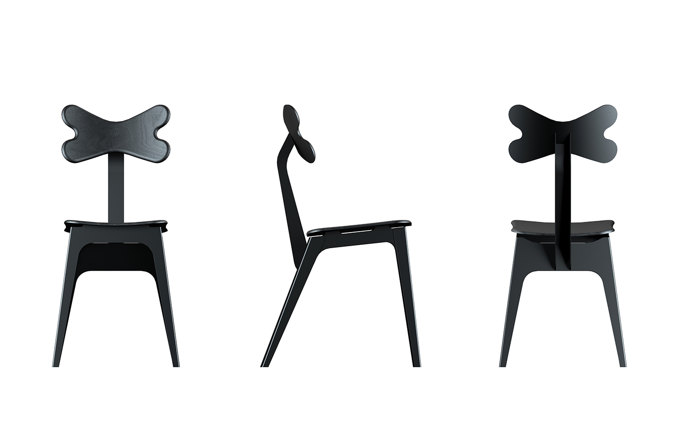 Silina，chair，black，Steel and wood，curve，Interesting，