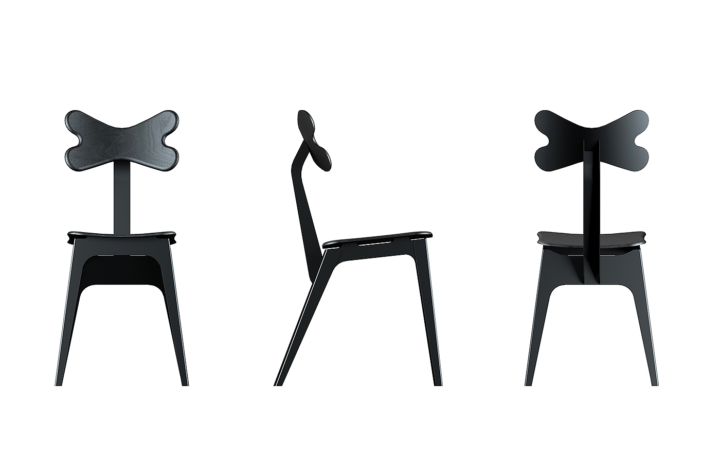 Silina，chair，black，Steel and wood，curve，Interesting，