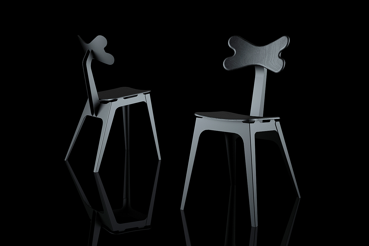 CIRRINA，椅子，黑色，钢材、木材，曲线，有趣，