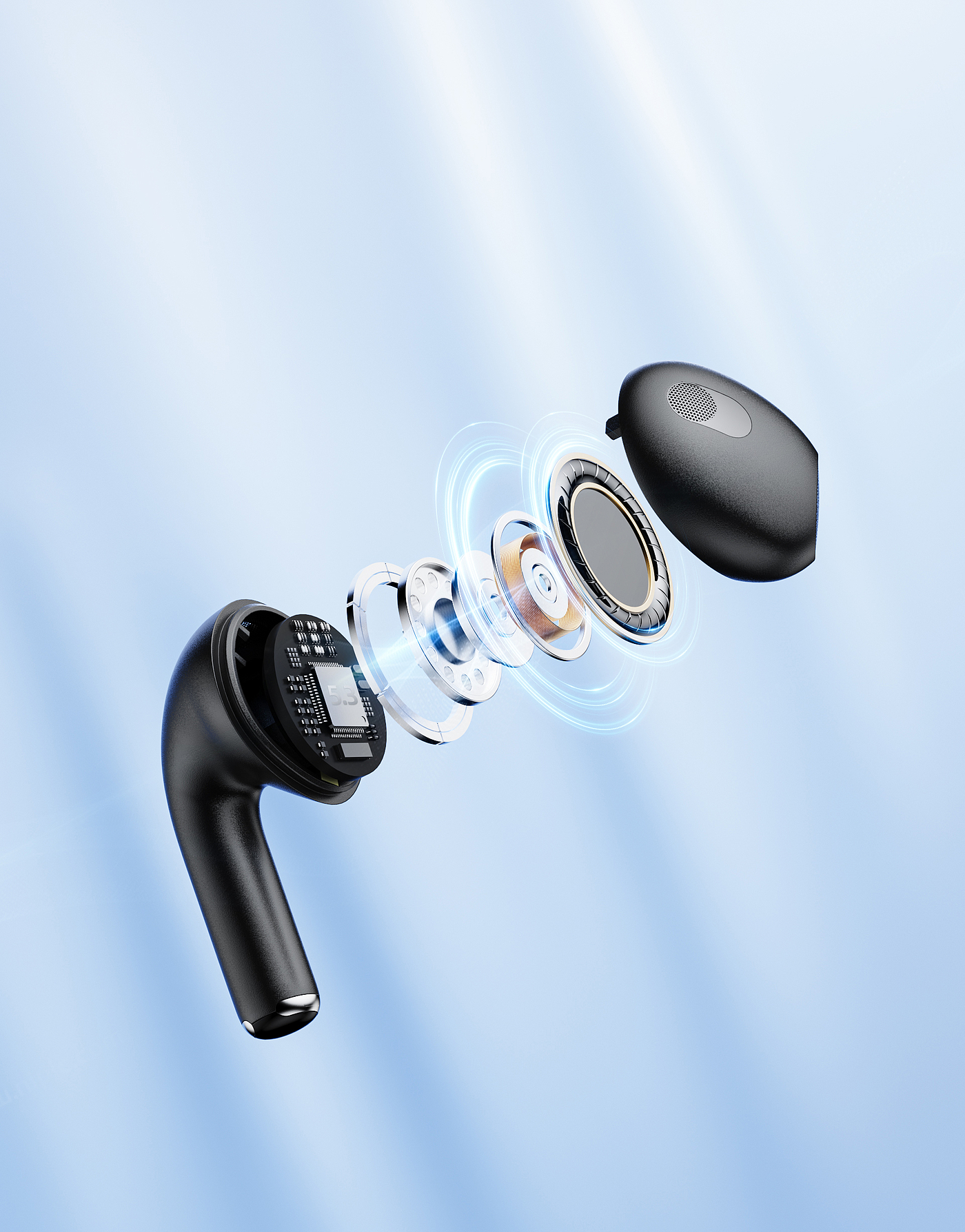 Original works，three-dimensional，product，electronic product，Bluetooth headset，Product rendering，headset，science and technology，